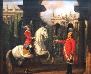 Bernardo Bellotto Colonel Piotr Konigsfels teaching Prince Jozef Poniatowski how to ride painting